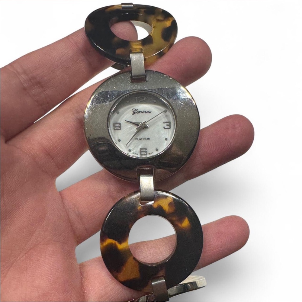 Geneva Brown and Silver Watch